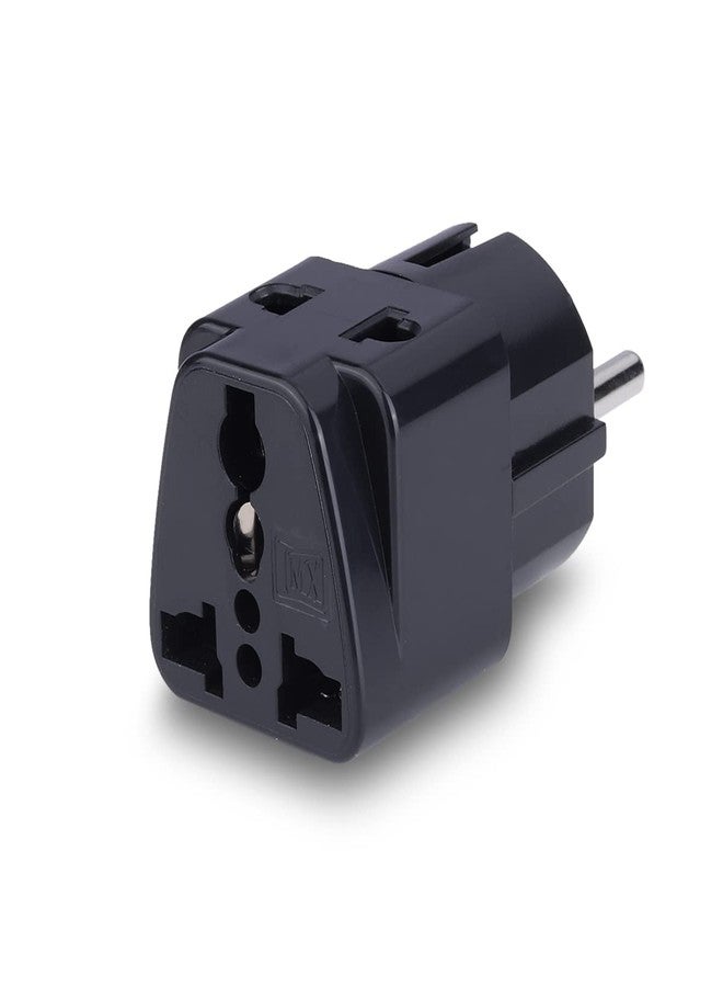 MX Europe Travel Adapter India to Europe Schuko Plug- multipin Adapter 2 pin 3 Pin Universal Socket Type E/F European Plug Worldwide Travel Adapter Use for Home Office & Multi-Purpose Black - Image 1